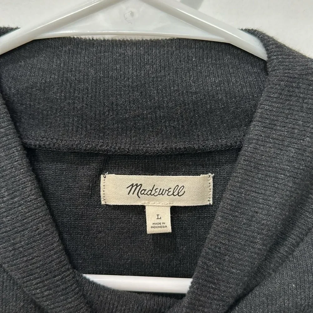 Grey Mock Neck Puff Sleeve Madewell Sweater